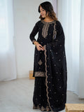 Enchanting Black Zari Embroidered Silk Evening Wear Sharara Suit With Dupatta - Zeel Clothing