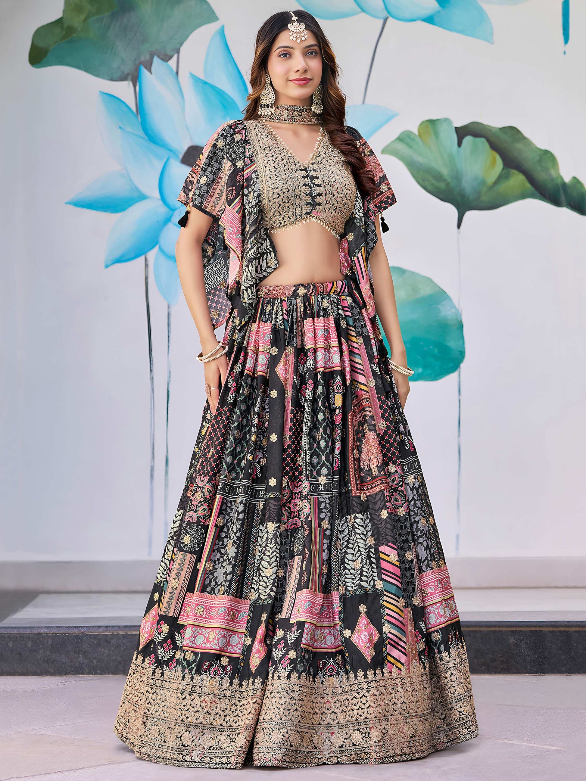 Enchanting Black Zari Embroidery Chinon Party Wear Lehenga Choli With Dupatta - Zeel Clothing