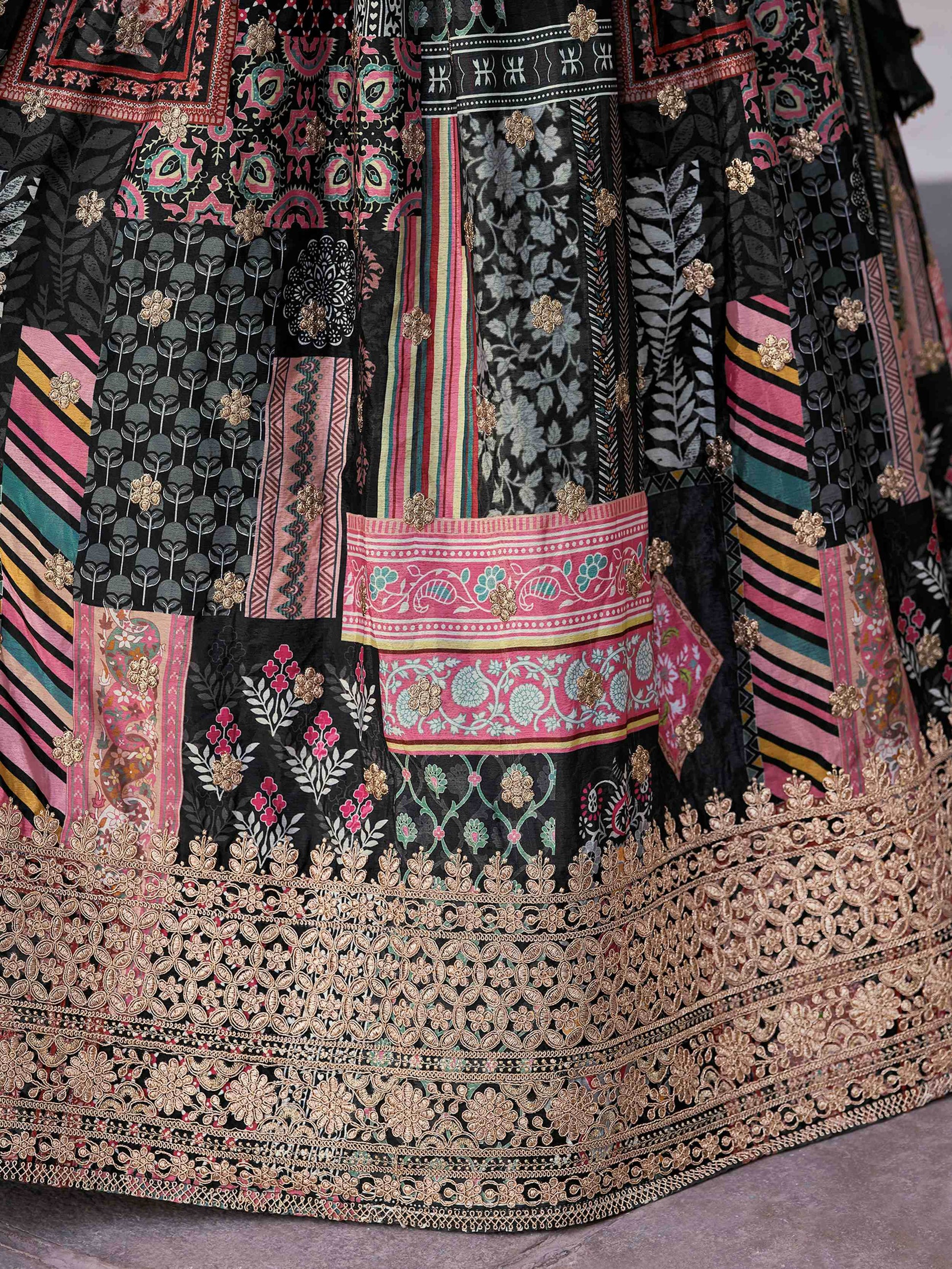 Enchanting Black Zari Embroidery Chinon Party Wear Lehenga Choli With Dupatta - Zeel Clothing