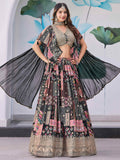 Enchanting Black Zari Embroidery Chinon Party Wear Lehenga Choli With Dupatta - Zeel Clothing
