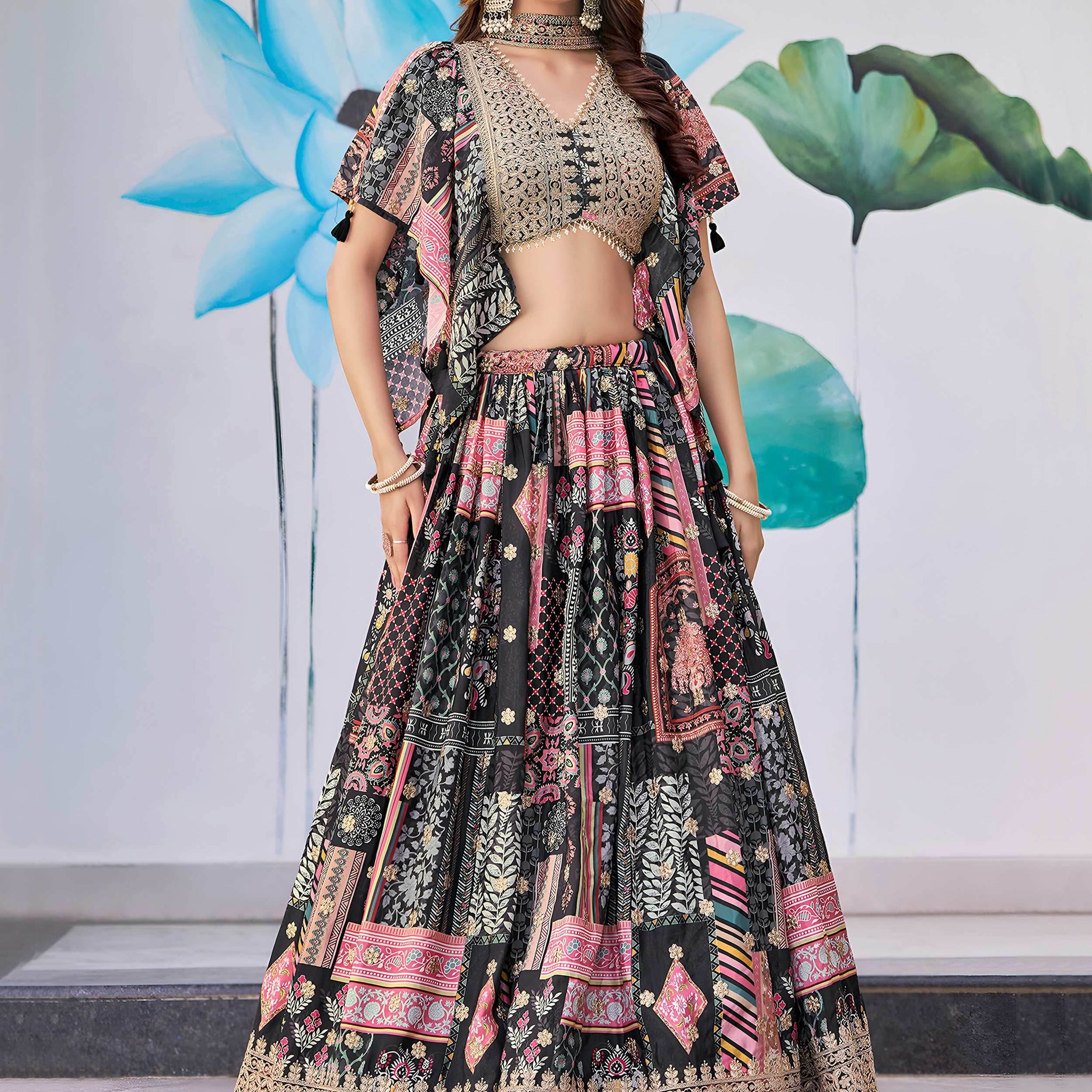 Enchanting Black Zari Embroidery Chinon Party Wear Lehenga Choli With Dupatta - Zeel Clothing