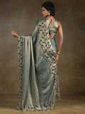 Enchanting Blue Jarkan Work Satin Party Wear Saree - Zeel Clothing