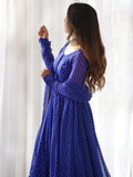 Enchanting Blue Laheriya Printed Georgette Event Wear Anarkali Suit - Zeel Clothing