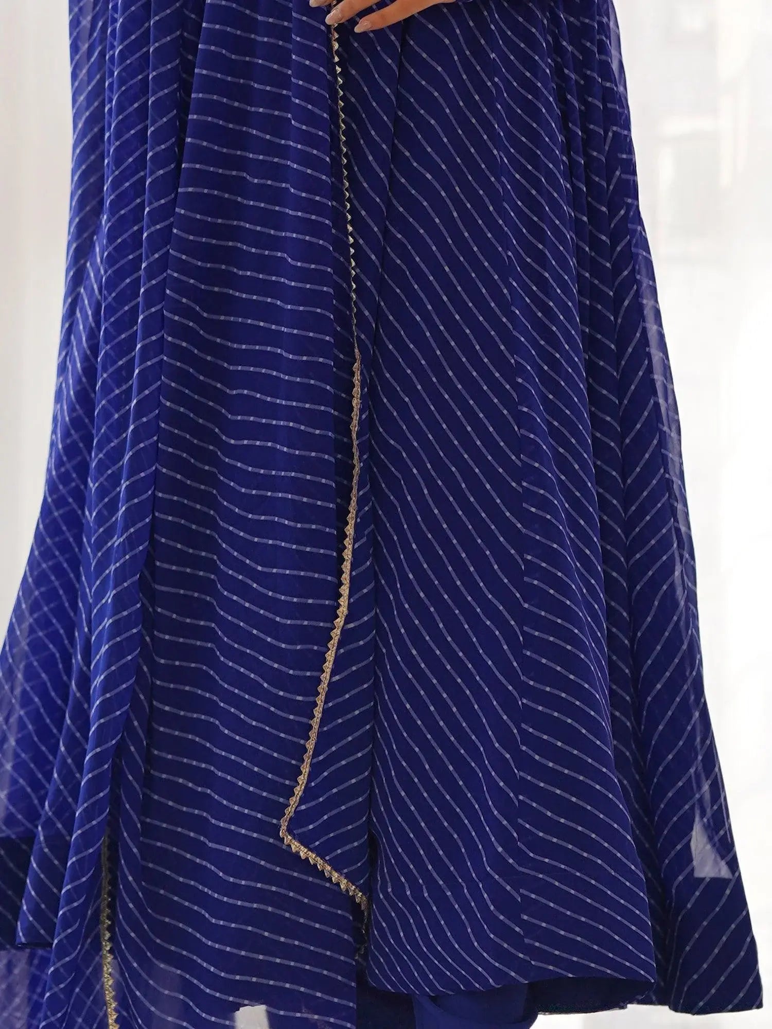 Enchanting Blue Laheriya Printed Georgette Event Wear Anarkali Suit - Zeel Clothing