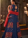 Enchanting Blue Mirror Work Rayon Traditional Lehenga Choli - Zeel Clothing