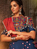 Enchanting Blue Mirror Work Rayon Traditional Lehenga Choli - Zeel Clothing
