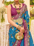 Enchanting Blue Patola Printed Silk Function Wear Saree With Blouse - Zeel Clothing