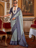 Enchanting Blue Printed Silk Festival Wear Saree With Blouse - Zeel Clothing
