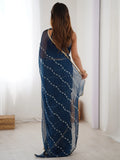 Enchanting Blue Sequins Chiffon Reception Wear Saree With Blouse - Zeel Clothing