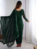 Enchanting Bottle Green Georgette Thread Work Mehendi Wear Pant Suit - Zeel Clothing