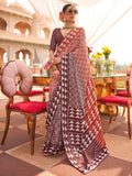 Enchanting Brown Digital Printed Silk Event Wear Saree With Blouse - Zeel Clothing