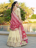Enchanting Cream Coding Work Viscose Silk Bridesmaid Lehenga Choli - Zeel Clothing