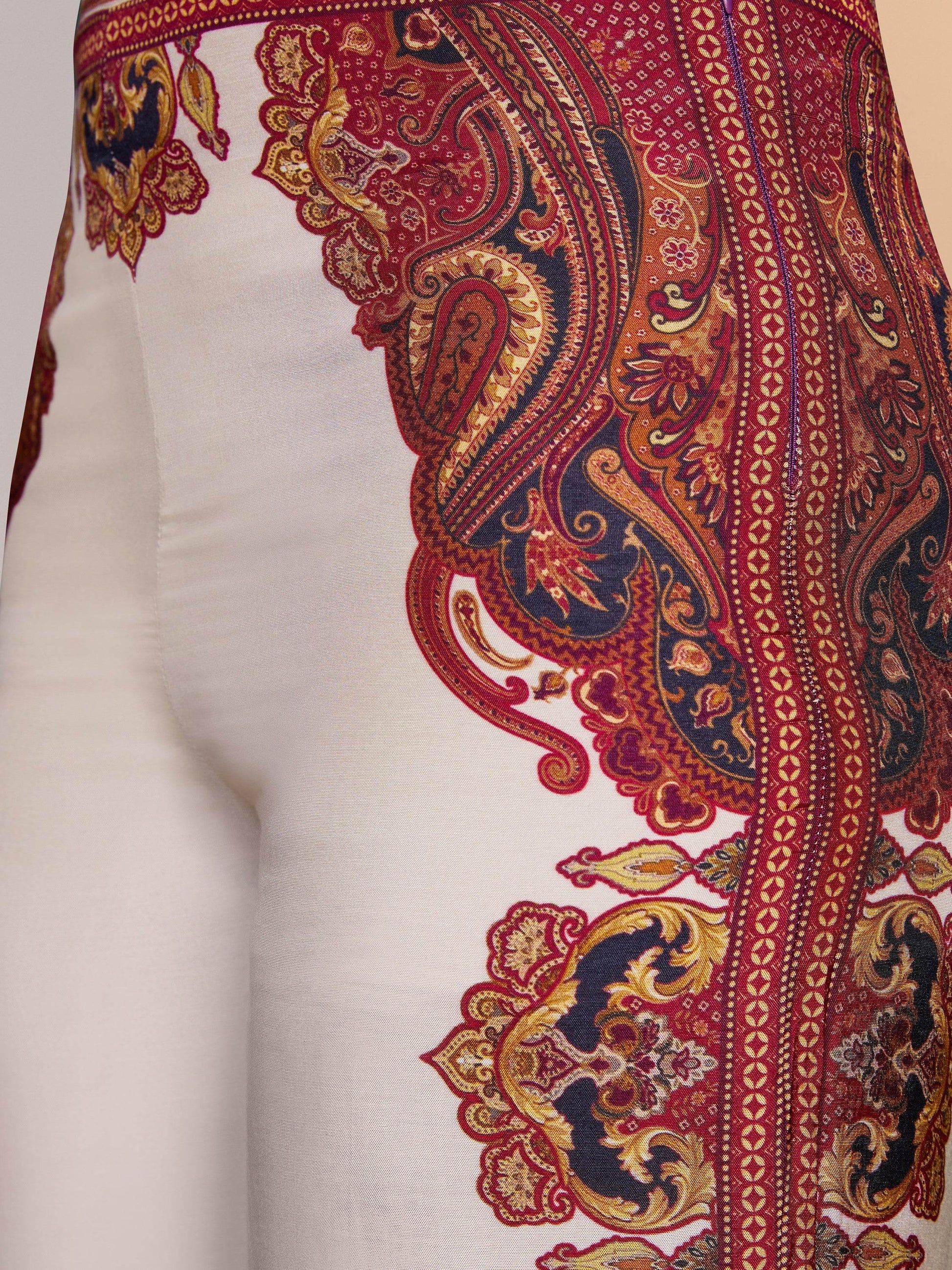 Enchanting Cream Digital Printed Muslin Silk Casual Wear Co-Ord Set - Zeel Clothing