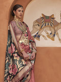 Enchanting Dark Pink Floral Printed Silk Reception Wear Saree With Blouse - Zeel Clothing