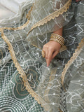 Enchanting Dusty Green Thread Work Net Bridesmaid Lehenga Choli - Zeel Clothing