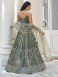 Enchanting Dusty Green Thread Work Net Bridesmaid Lehenga Choli - Zeel Clothing