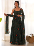 Enchanting Green Bandhani Printed Chiffon Traditional Gown - Zeel Clothing