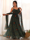 Enchanting Green Bandhani Printed Chiffon Traditional Gown - Zeel Clothing
