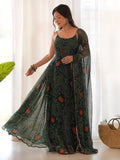 Enchanting Green Bandhani Printed Chiffon Traditional Gown - Zeel Clothing