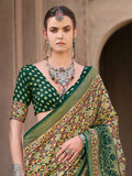 Enchanting Green Digital Printed Silk Mehendi Wear Saree With Blouse - Zeel Clothing