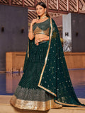 Enchanting Green Sequins Georgette Mehendi Wear Lehenga Choli