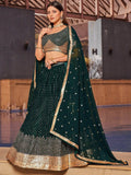 Enchanting Green Sequins Georgette Mehendi Wear Lehenga Choli - Zeel Clothing