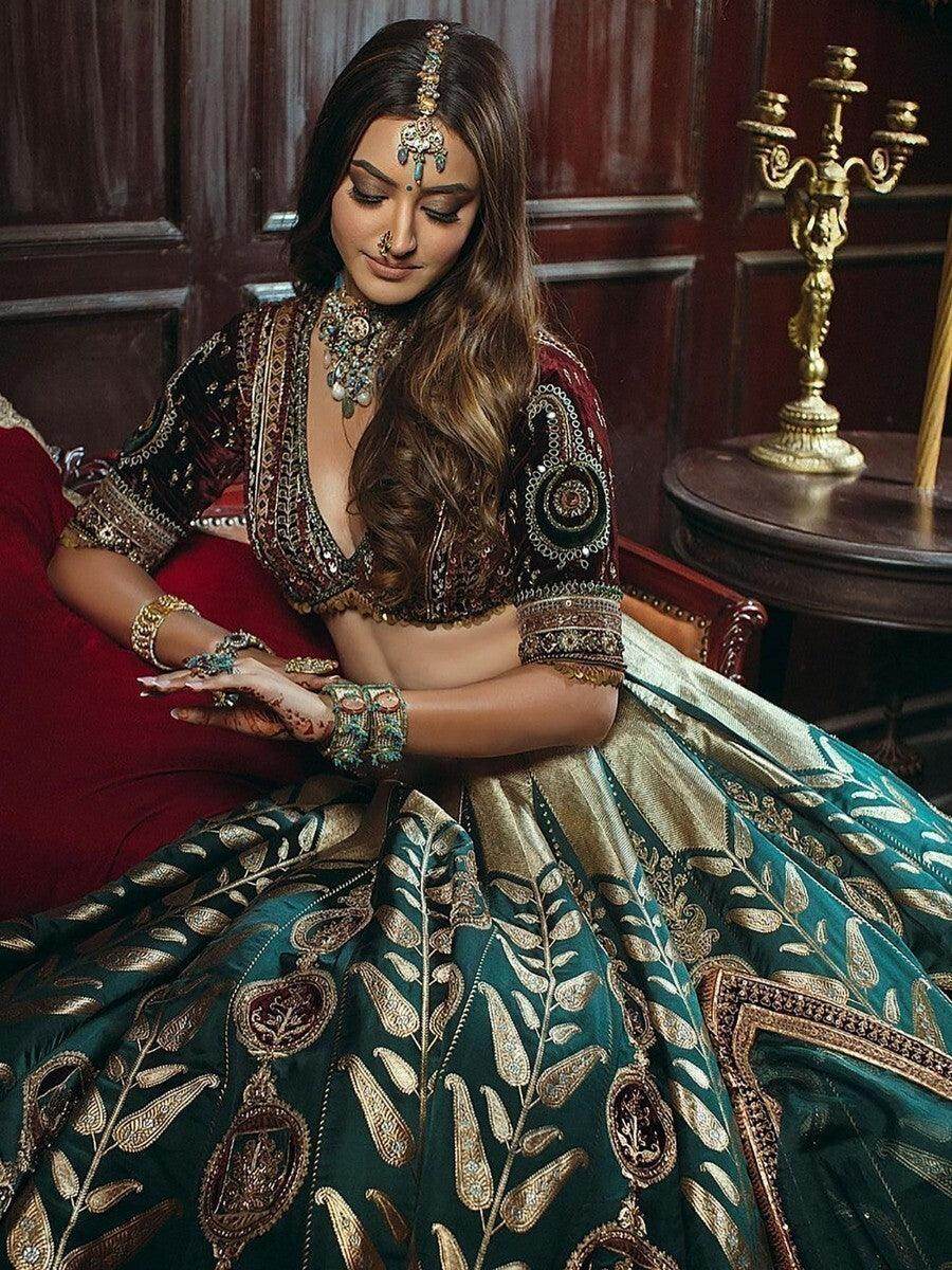 Enchanting Green Thread Work Silk Engagement Wear Lehenga Choli - Zeel Clothing
