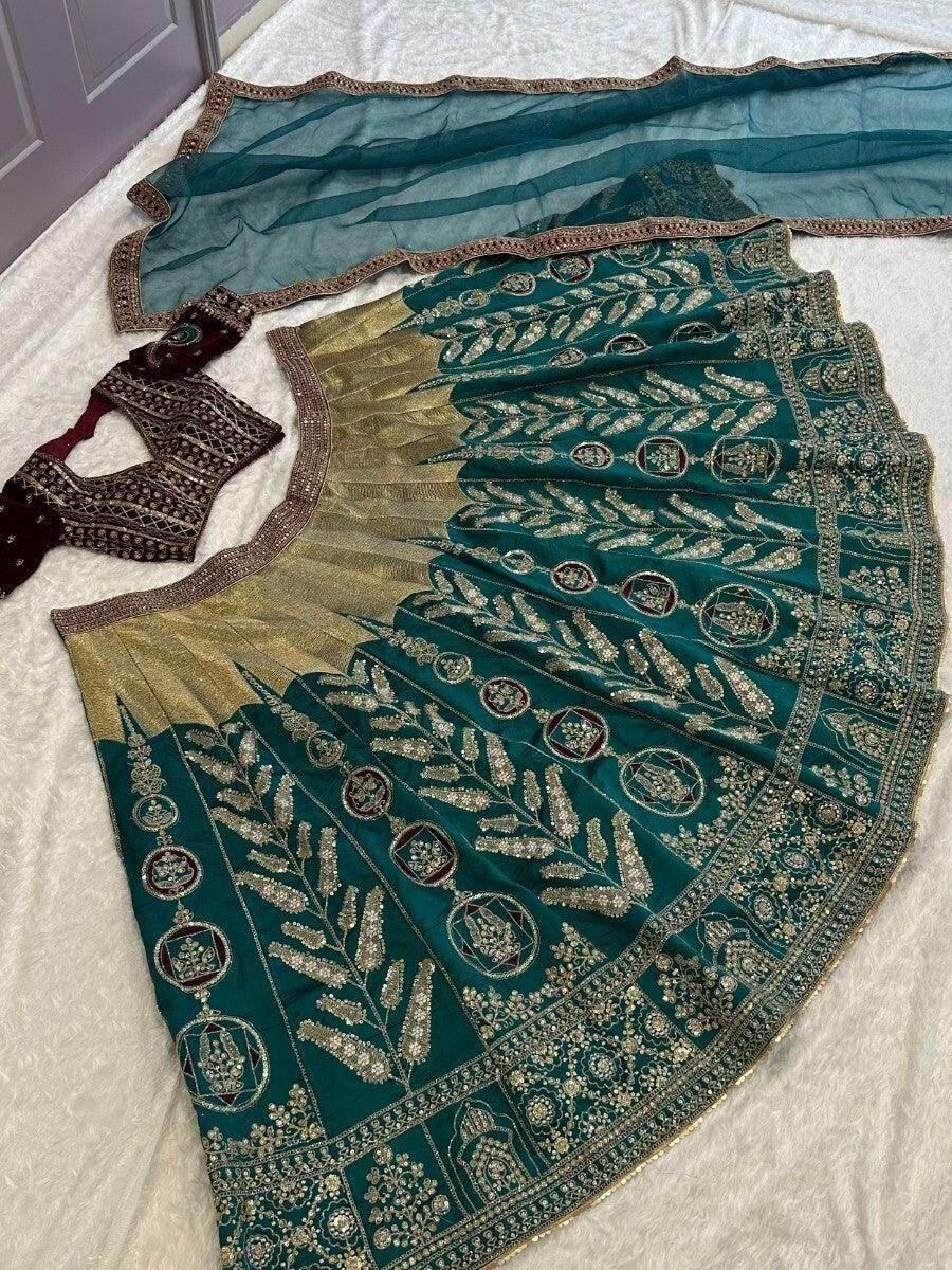 Enchanting Green Thread Work Silk Engagement Wear Lehenga Choli - Zeel Clothing