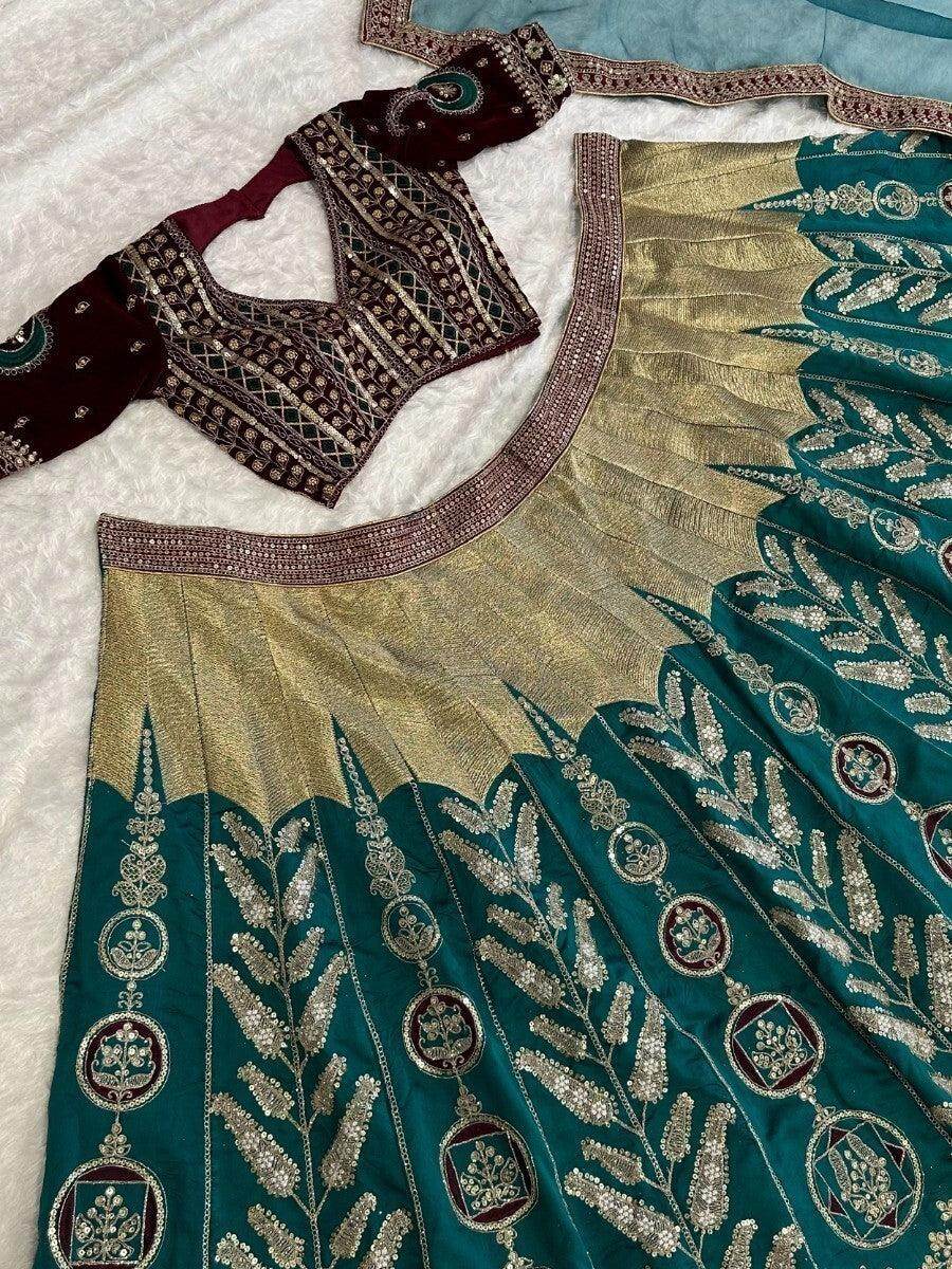 Enchanting Green Thread Work Silk Engagement Wear Lehenga Choli - Zeel Clothing