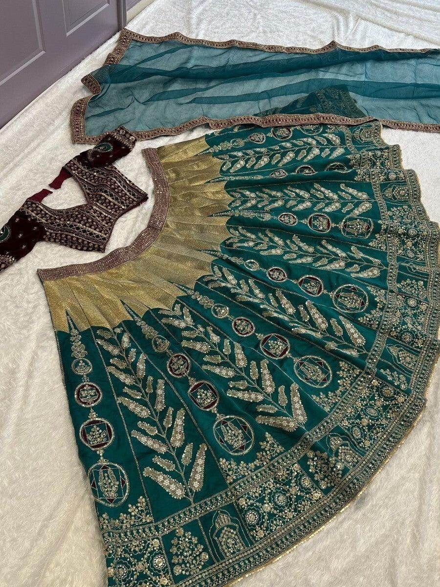 Enchanting Green Thread Work Silk Engagement Wear Lehenga Choli - Zeel Clothing