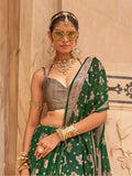 Enchanting Green Zari Weaving Georgette Mehendi Wear Saree - Zeel Clothing