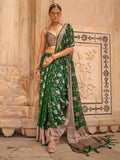 Enchanting Green Zari Weaving Georgette Mehendi Wear Saree - Zeel Clothing
