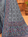 Enchanting Grey Mirror Work Banarasi Silk Saree With Blouse - Zeel Clothing