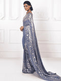 Enchanting Grey Sequins Georgette Reception Wear Saree With Blouse - Zeel Clothing