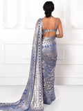 Enchanting Grey Sequins Georgette Reception Wear Saree With Blouse - Zeel Clothing