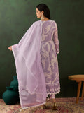 Enchanting Lavender Embroidered Cotton Readymade Anarkali Suit Pant - Zeel Clothing