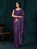Enchanting Lavender Jarkan Work Crepe Silk Party Wear Saree - Zeel Clothing