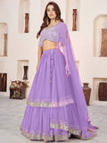 Enchanting Lavender Sequin Georgette Sangeet Wear Lehenga With Dupatta