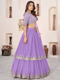 Enchanting Lavender Sequin Georgette Sangeet Wear Lehenga With Dupatta