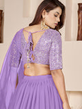 Enchanting Lavender Sequin Georgette Sangeet Wear Lehenga With Dupatta