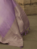 Enchanting Lavender Zari Woven Satin Festive Wear Saree With Blouse - Zeel Clothing