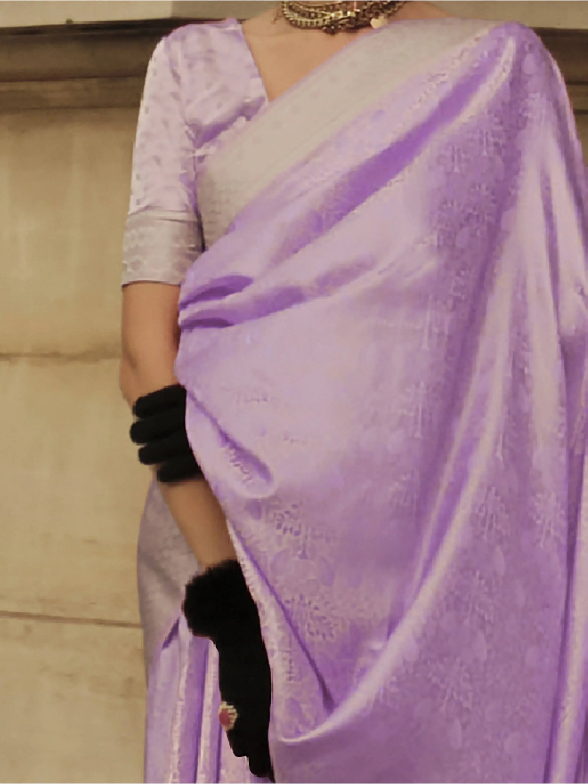 Enchanting Lavender Zari Woven Satin Festive Wear Saree With Blouse - Zeel Clothing