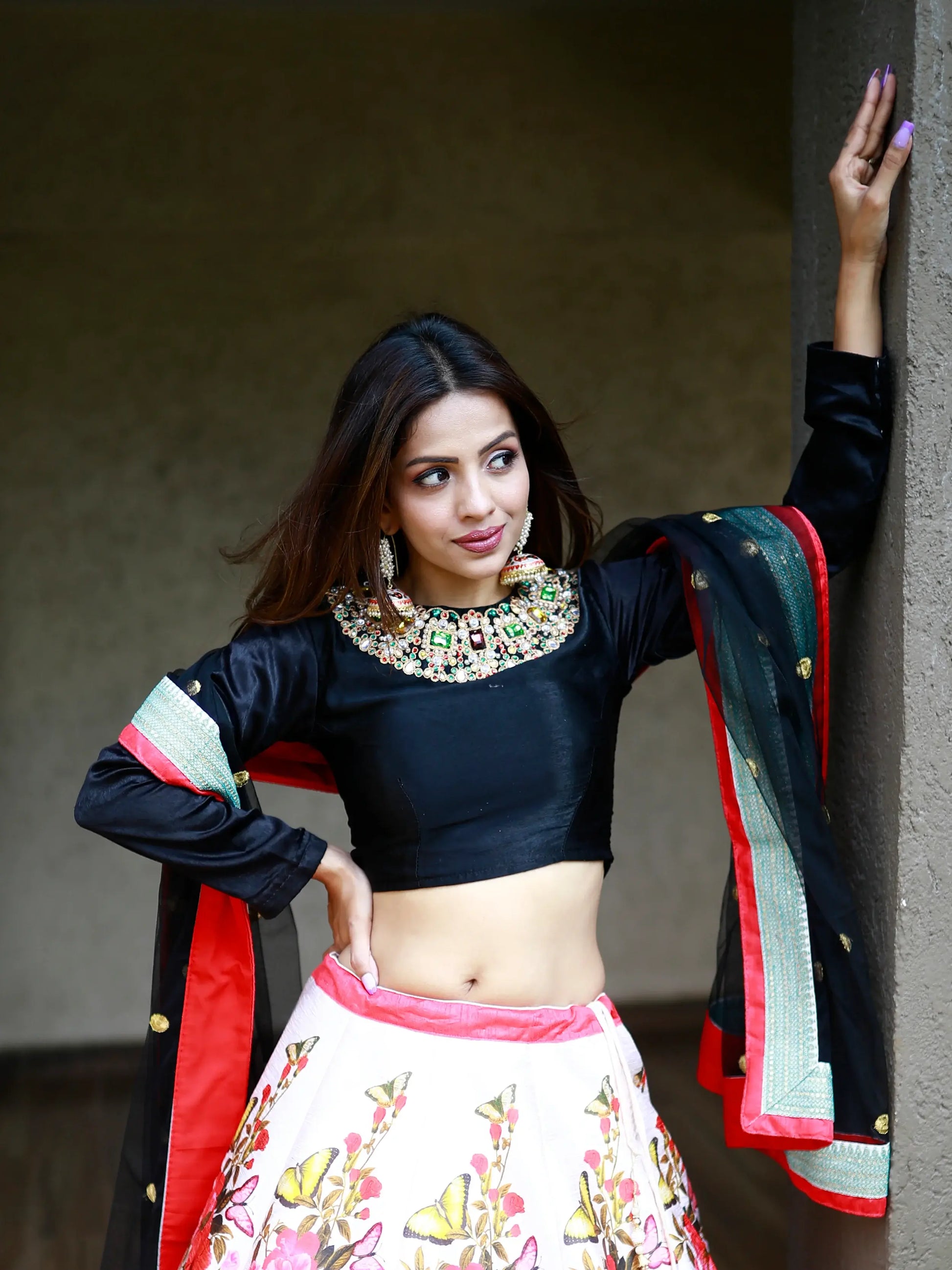 Enchanting Multi Color Floral Printed Silk Reception Wear Lehenga Choli - Zeel Clothing