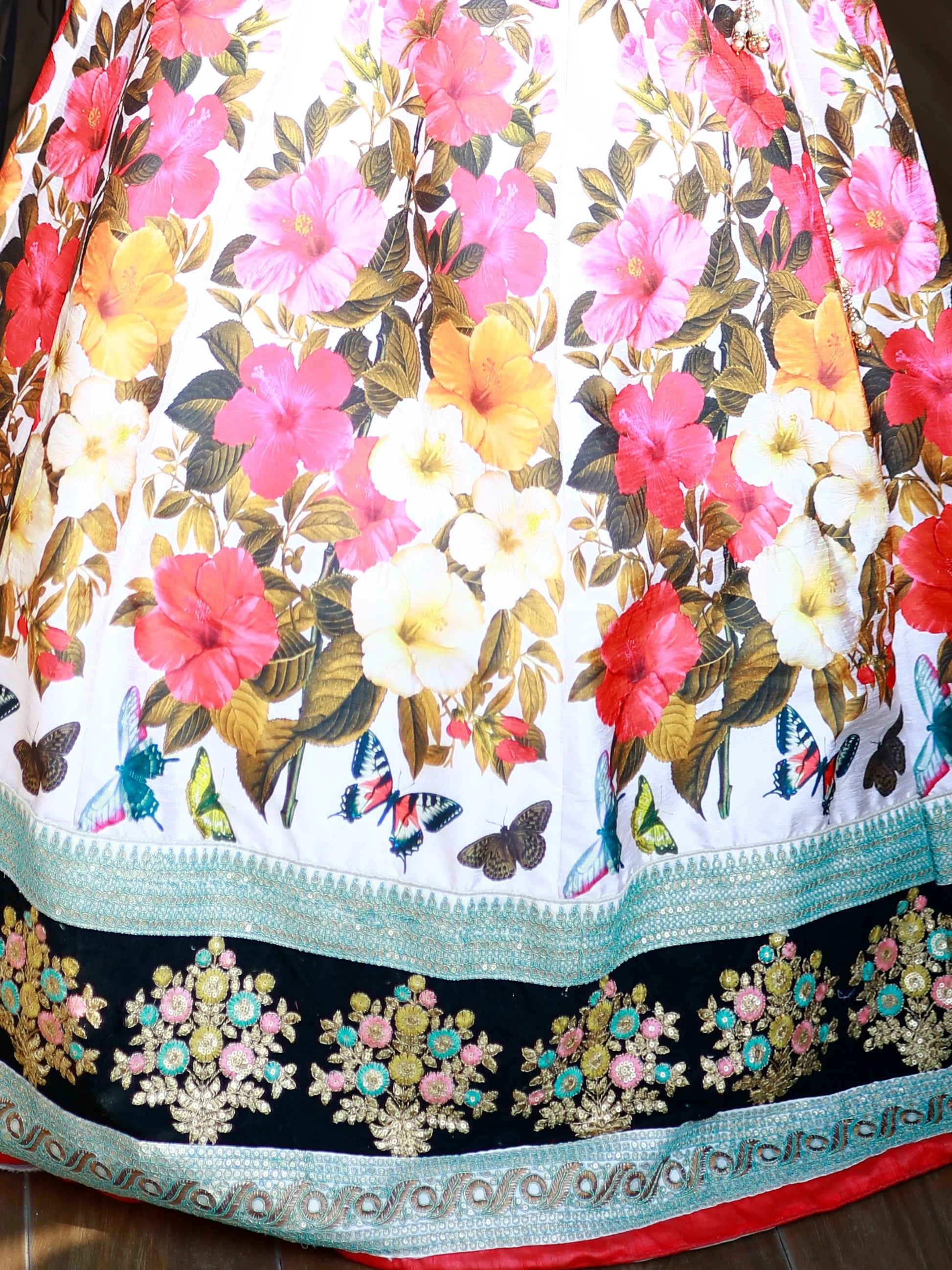 Enchanting Multi Color Floral Printed Silk Reception Wear Lehenga Choli - Zeel Clothing