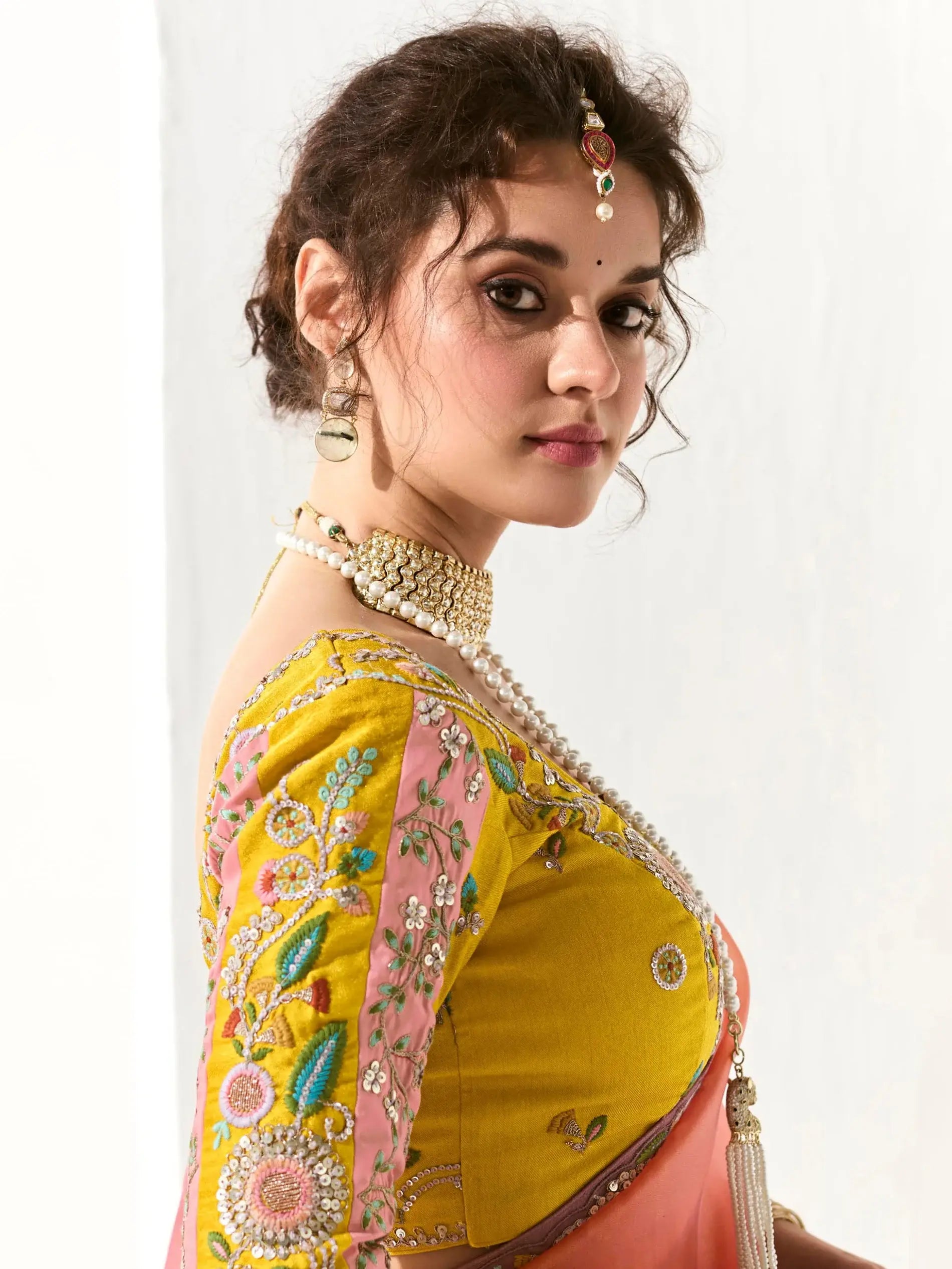 Enchanting Multi-Color Tissue Silk Saree With Sequins Blouse - Zeel Clothing