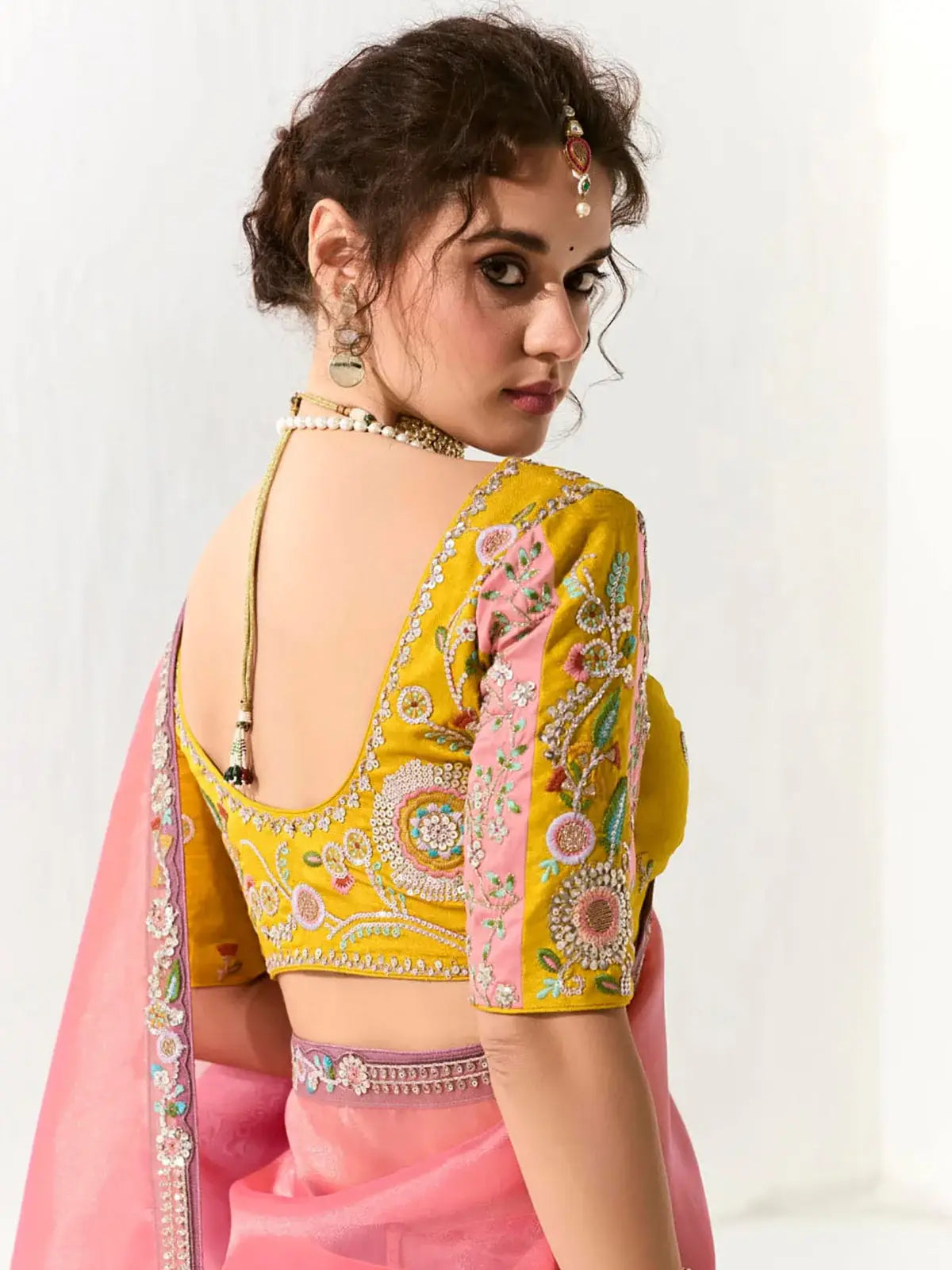 Enchanting Multi-Color Tissue Silk Saree With Sequins Blouse - Zeel Clothing