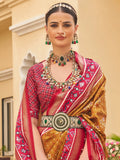 Enchanting Mustard Yellow Patola Print Silk Saree With Blouse - Zeel Clothing