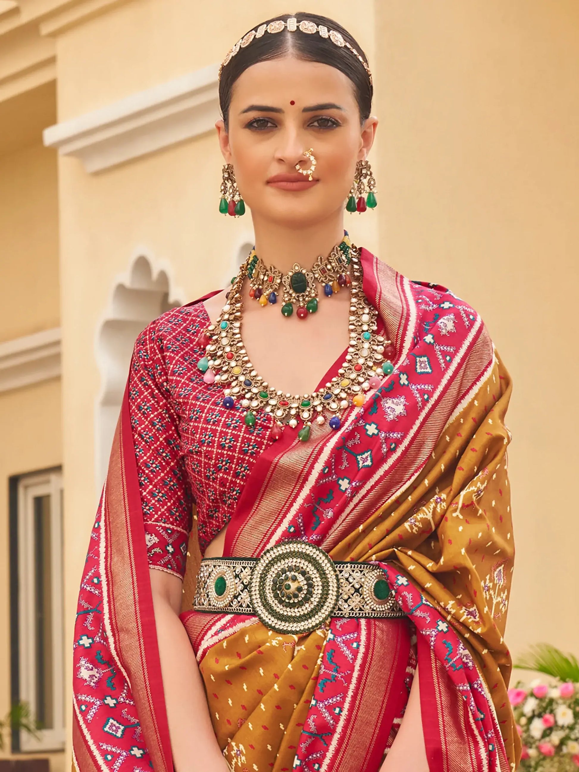 Enchanting Mustard Yellow Patola Print Silk Saree With Blouse - Zeel Clothing