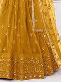 Enchanting Mustard Yellow Sequins Net Haldi Wear Lehenga Choli - Zeel Clothing