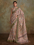 Enchanting Off-White Digital Printed Silk Saree With Blouse - Zeel Clothing